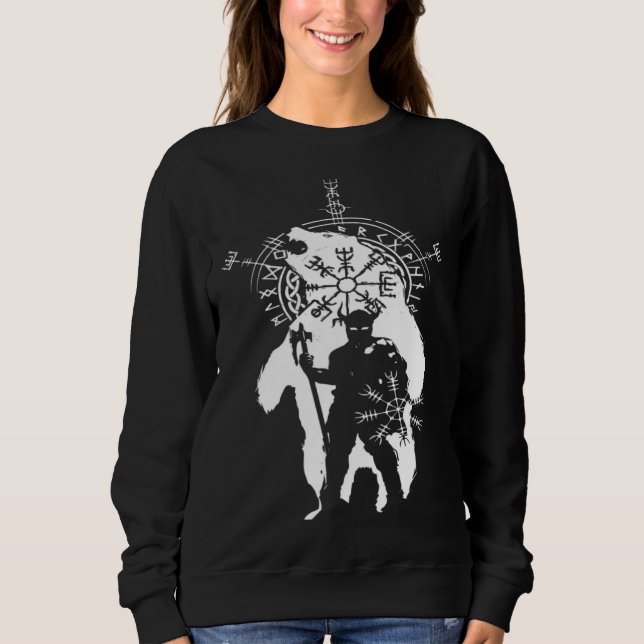 Sweatshirt Berserk Bear Warrior Odin Runes Norse Compass Viki (Devant)