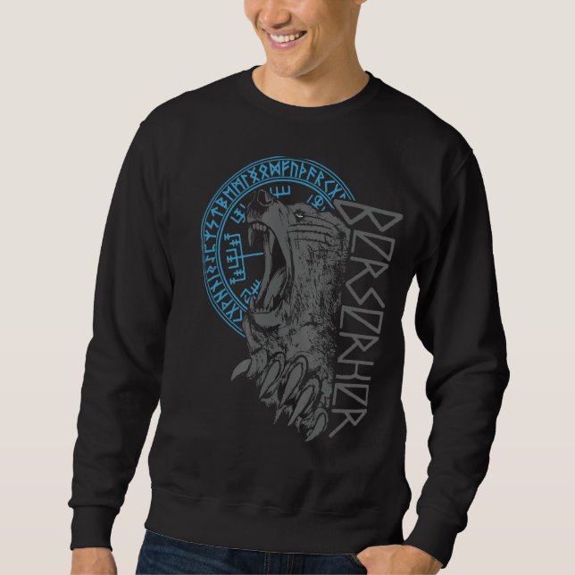 Sweatshirt Berserker Bear Warrior Odin Runes Nordic Compass V (Devant)