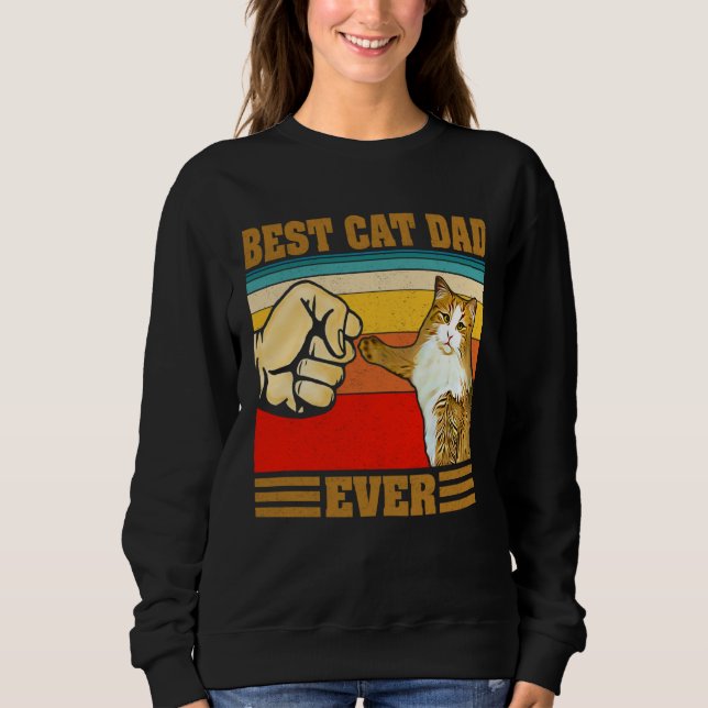 Sweatshirt Best Cat Dad Ever  Kitten Cat Fist Bump Retro Vint (Devant)