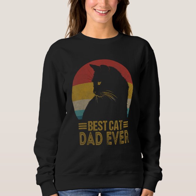 Sweatshirt Best Cat Dad Ever Retro Sunset  Daddy Cat Father s (Devant)