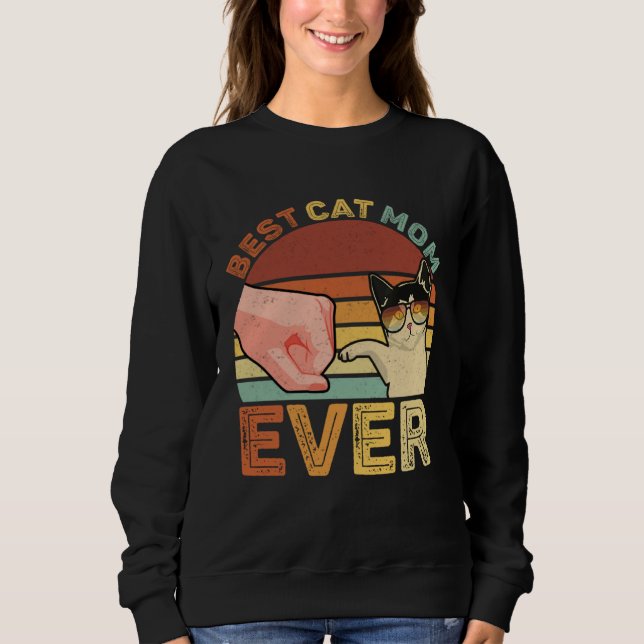 Sweatshirt Best Cat Mom Ever Retro Cat Mom  Cat Mama MTD (Devant)