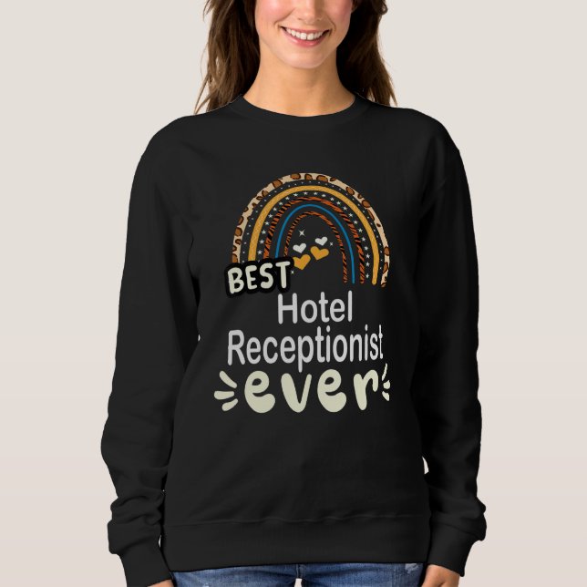Sweatshirt Best Hotel Receptionist Ever - Leopard arc-en-ciel (Devant)