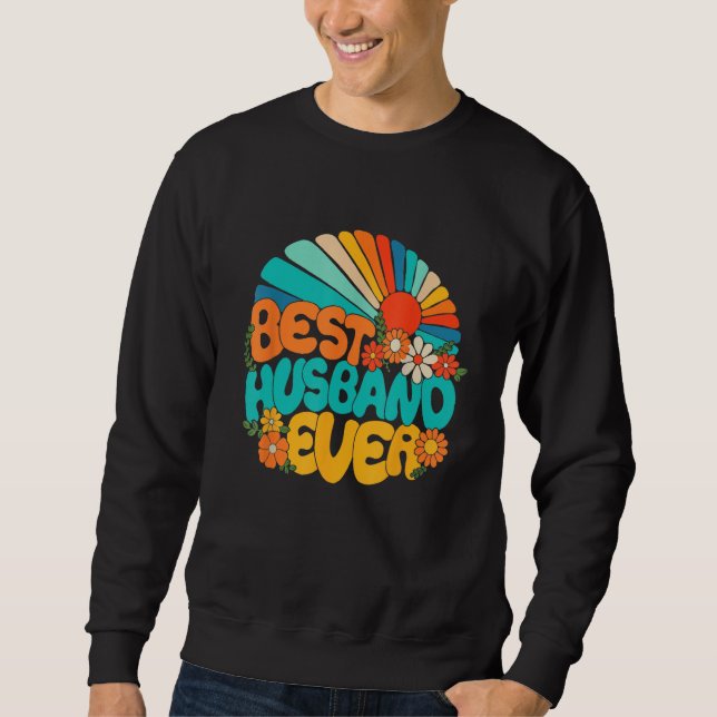 Sweatshirt Best Husband Ever Retro Groovy 70s Fathers Day Hub (Devant)
