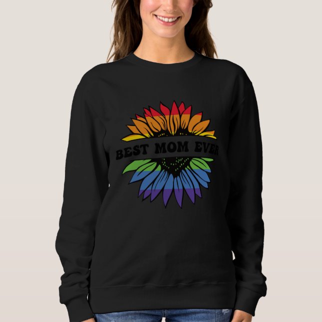 Sweatshirt Best Mom Ever Retro Sunflower LGBTQ+ Mom Proud Mot (Devant)