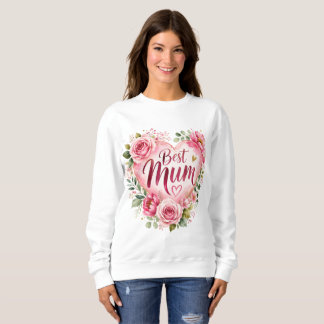 Sweatshirt Best Mum Aquarell Blumenherz Design