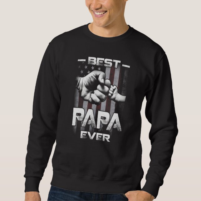 Sweatshirt Best Papa Ever Fist bump USA Flag Father's Day   (Devant)