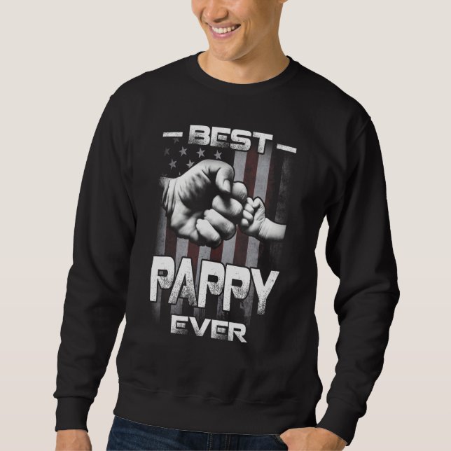 Sweatshirt Best Pappy Ever Fist bump USA Flag Father's Day (Devant)