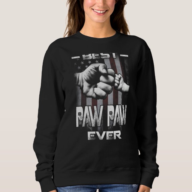 Sweatshirt Best Paw Paw Ever Fist bump USA Flag Father's Day  (Devant)