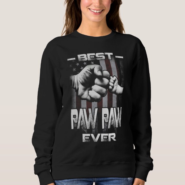 Sweatshirt Best Paw Paw Ever Fist bump USA Flag Father's Day (Devant)