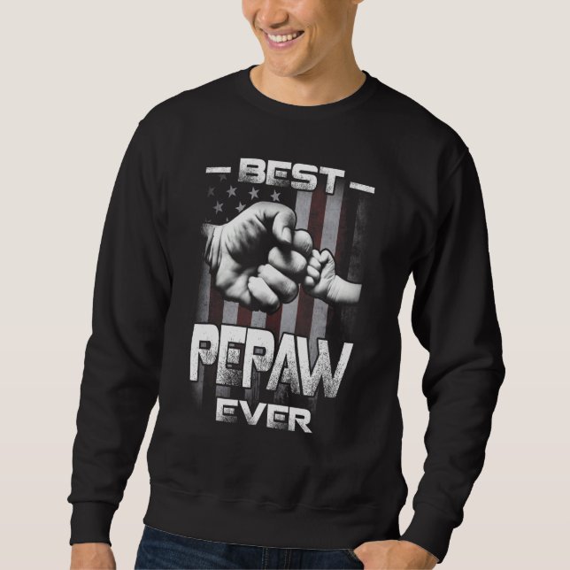 Sweatshirt Best Pepaw Ever Fist bump USA Flag Father's Day (Devant)