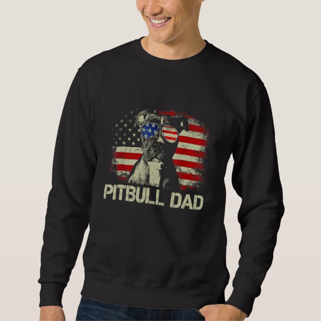 Sweatshirt Best Pitbull Dad Ever  American Flag 4th Of July (Devant)