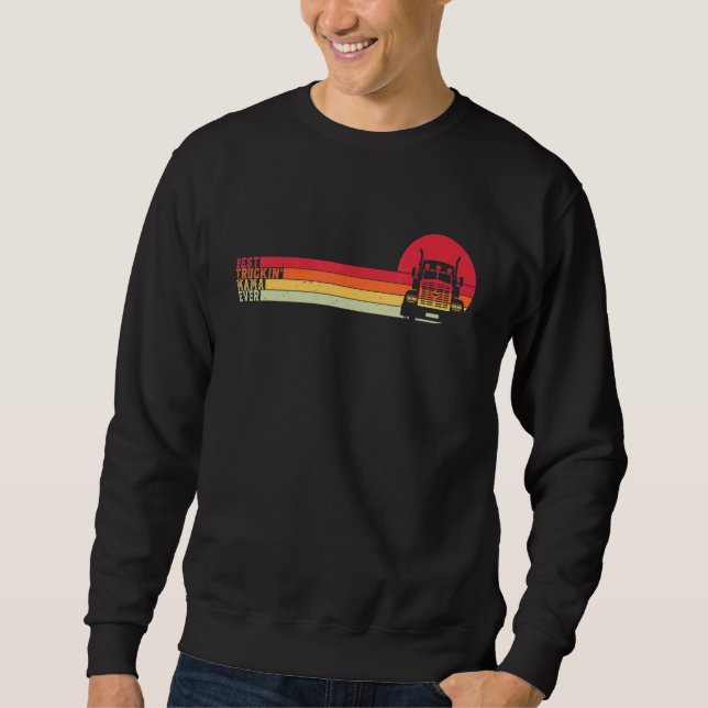 Sweatshirt Best Truckin Mama Ever Mom Retro Trucker Big Rig S (Devant)