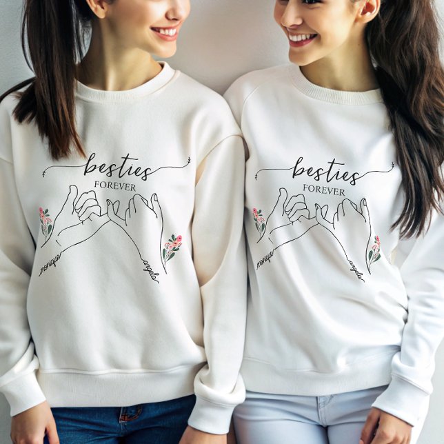 Sweatshirt Besties Forever Pinky Promise Fleur Cadeau Personn (Créateur téléchargé)