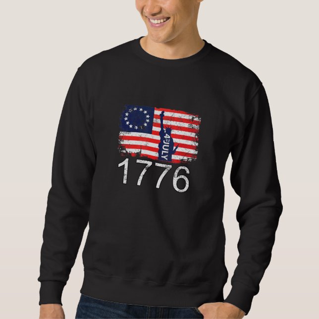 Sweatshirt Betsy Ross 4 juillet Drapeau américain 1776 Retro (Devant)