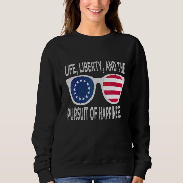 Sweatshirt Betsy Ross 4 juillet Lunettes de soleil au drapeau (Devant)