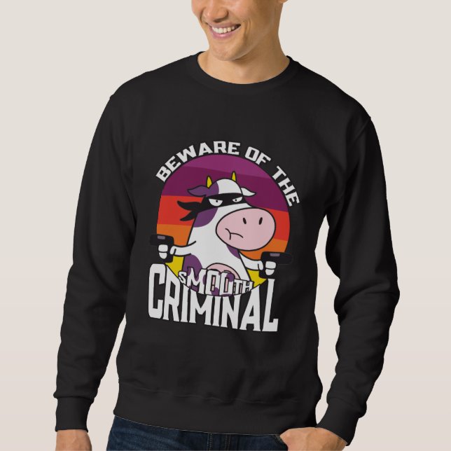 Sweatshirt Beware of the sMOOth criminal  cow  for kids (Devant)