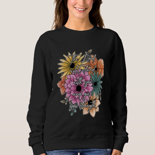Sweatshirt Bible chrétienne Verse Jésus Boho Fleurs Vintages  (Devant)