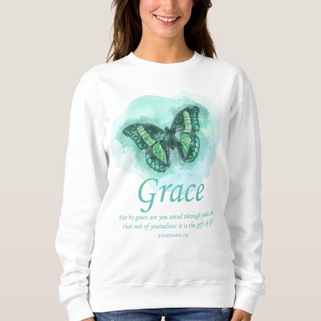 Sweatshirt Bible du papillon chrétien pour les femmes Verse : (Devant)