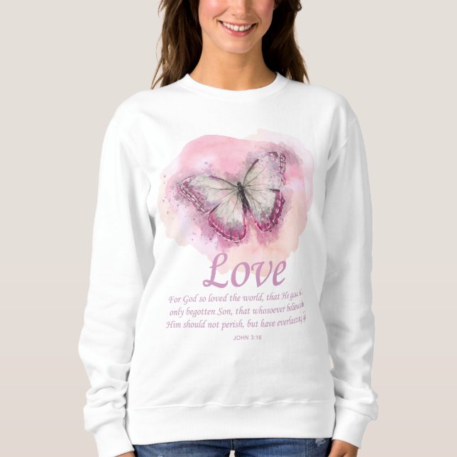 Sweatshirt Bible du papillon chrétien pour les femmes Verse : (Devant)