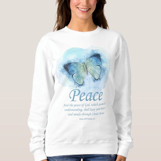 Sweatshirt Bible du papillon chrétien pour les femmes Verse : (Devant)