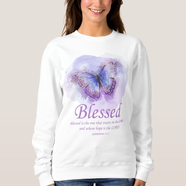 Sweatshirt Bible du papillon chrétien pour les femmes Verse : (Devant)