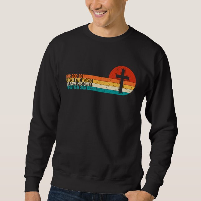 Sweatshirt Bible Verse John 316 Christian Cross Religious Jes (Devant)