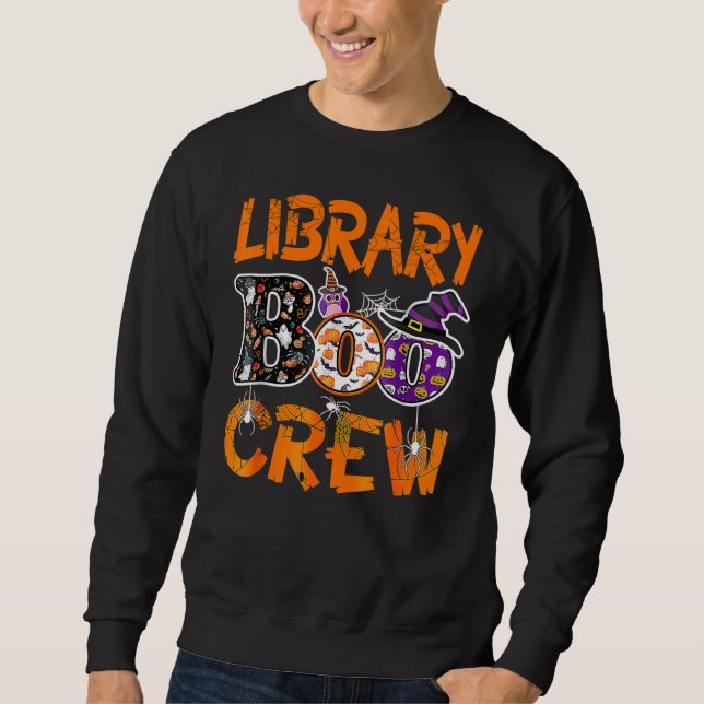 Sweatshirt Bibliothèque Boo Crew School Bibliothécaire Hallow (Devant)