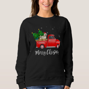 Sweatshirt Bichon Frise Chien Conduisant un Camion Rouge Noël