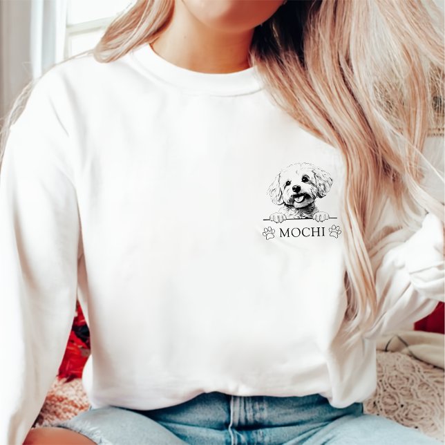 Sweatshirt Bichon Frise Chien Dessin Personnalisé À La Main (Créateur téléchargé)