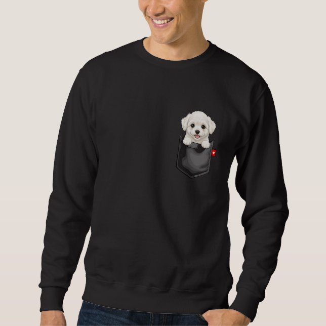 Sweatshirt Bichon Frise Dog in Pocket Peeking Cute Puppy Dog (Devant)