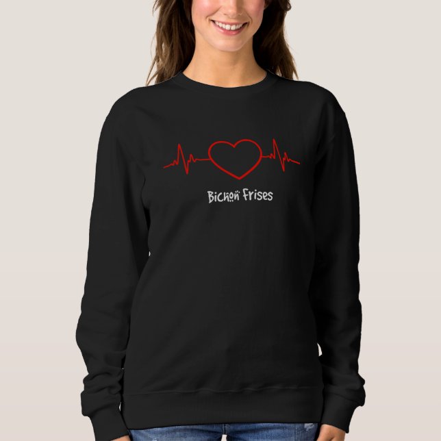 Sweatshirt Bichon Frise Heartbeat Love My Chig (Devant)