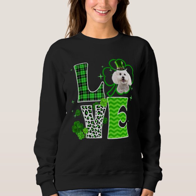 Sweatshirt Bichon Frise Shamrock Lucky C Irish St patrick Da (Devant)
