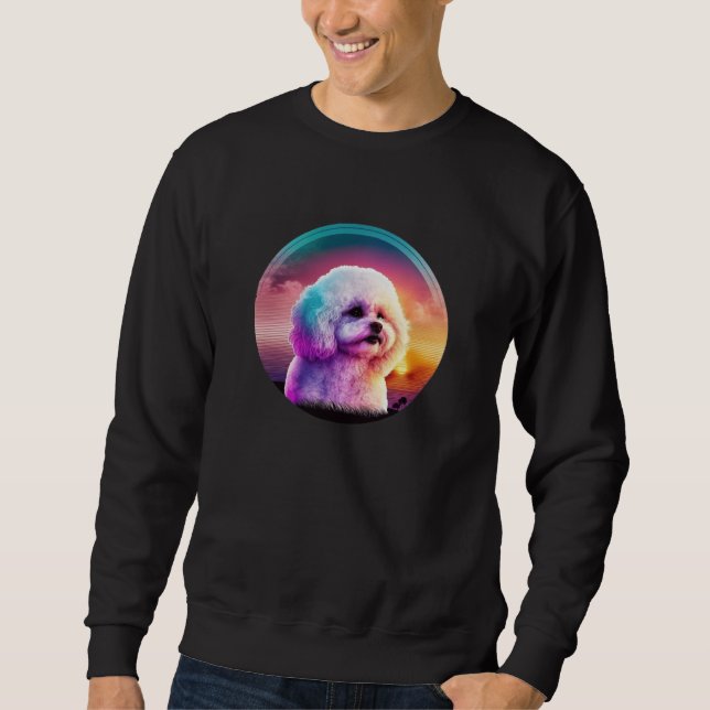 Sweatshirt Bichon Frise Synthwave 80s Retrowave Aesthetic  1 (Devant)