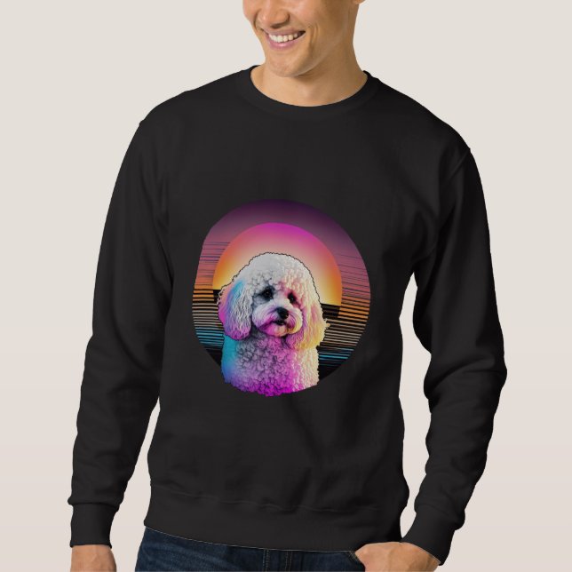 Sweatshirt Bichon Frise Synthwave 80s Retrowave Aesthetic  2 (Devant)