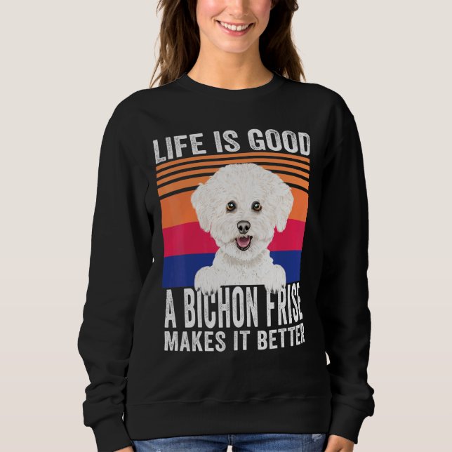 Sweatshirt Bichons Frisés Rend Votre Vie Heureuse Vintage (Devant)