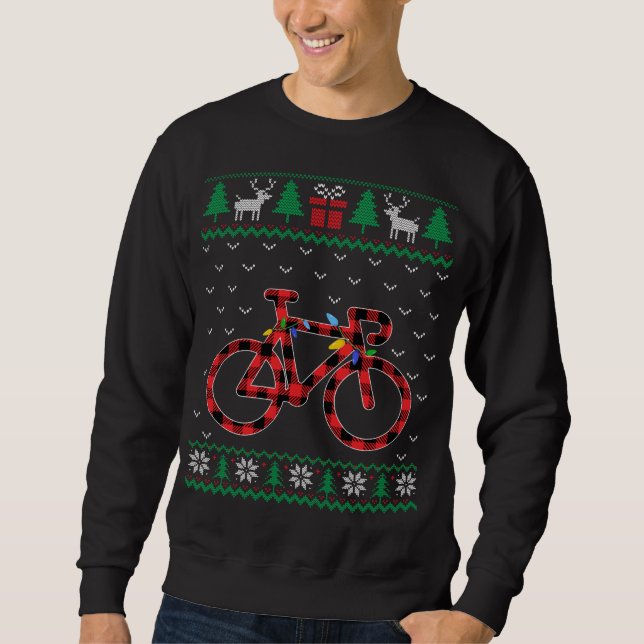 Sweatshirt Bicycle Christmas Tree Lights Decoration Xmas Swea (Devant)