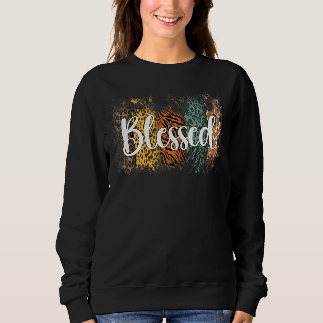 Sweatshirt Bienheureuse maman léopard (Devant)