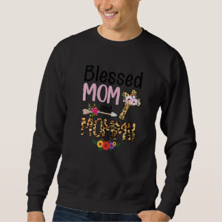Sweatshirt Bienheureuse maman léopard femmes Floral maman mam