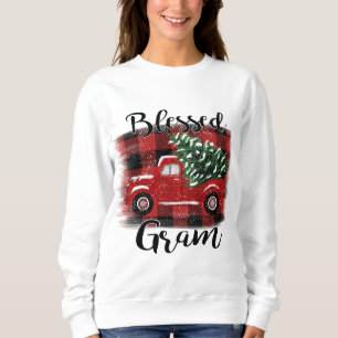 Sweatshirt Bienheureux Camion Rouge Gram Vintage Arbre de Noë