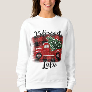 Sweatshirt Bienheureux Camion Rouge Lala Vintage Arbre de Noë