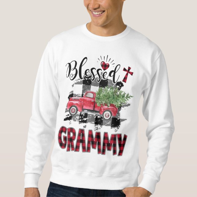 Sweatshirt Bienheureux Grammy Noël rouge (Devant)