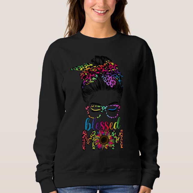 Sweatshirt Bienheureux Maman Léopard Lunettes De Soleil Avec  (Devant)