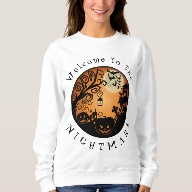 Sweatshirt Bienvenue au Nightmare Halloween Citrouille Design (Devant)