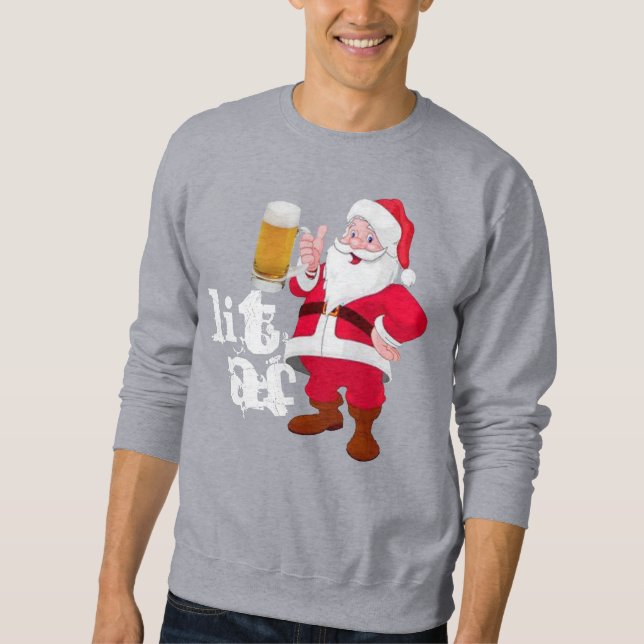 Sweatshirt Bière personnalisée Aimant Père Noël LIT Funny Chr (Devant)