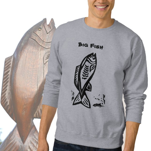 Sweatshirt Big Bass Fish Art primitif (Créateur téléchargé)