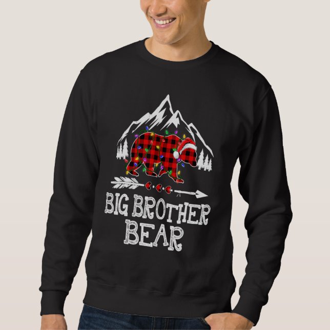 Sweatshirt Big Brother Bear Buffalo Plaid Matching Family Chr (Devant)