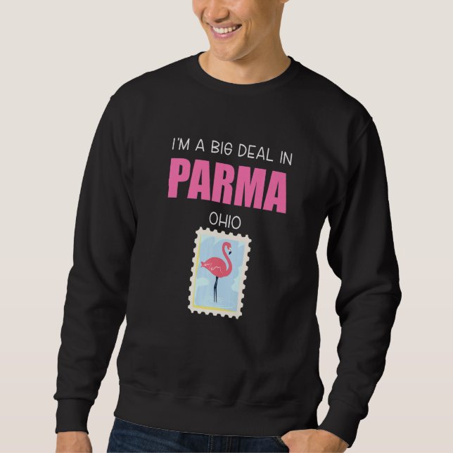 Sweatshirt Big Deal Flamant rose rose sarcastique Parma Ohio  (Devant)