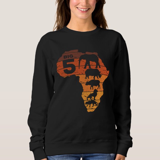 Sweatshirt Big Five African Animals Elephant Rhino Buffalo Li (Devant)