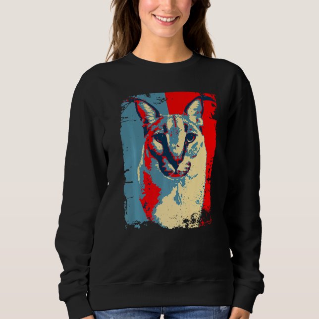 Sweatshirt Big Floppa Meme cat Cute Caracal Cat retro distres (Devant)