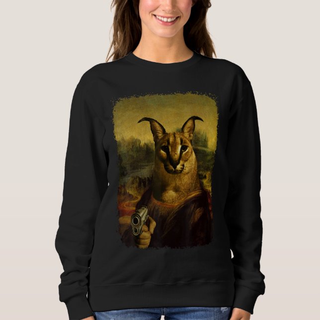Sweatshirt Big Floppa Meme  Cute Caracal Cat with gun (Devant)